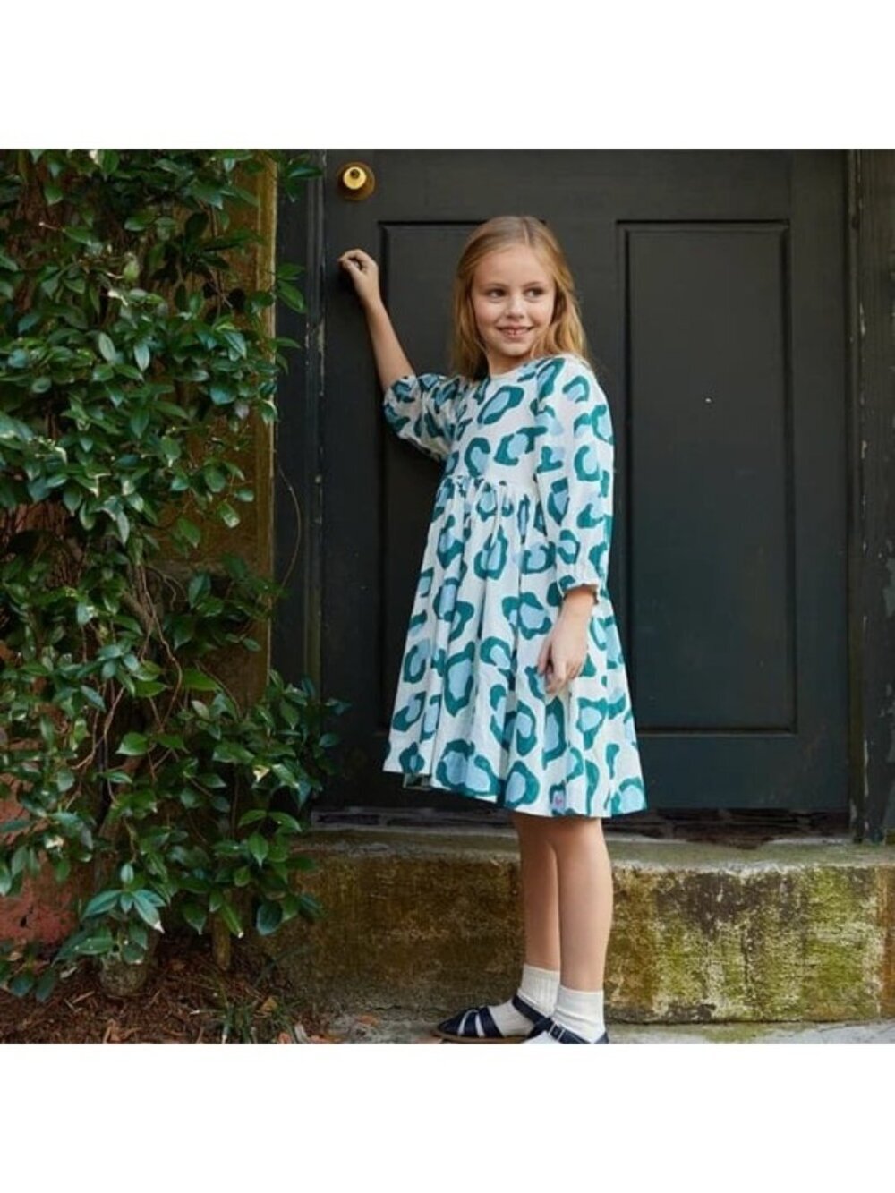 NWT Pink Chicken - Danielle Dress - Sage blue Leopard